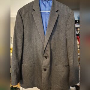 Chaps 48L Mens Blazer Grey Lined Sports Coat Elbow Patches